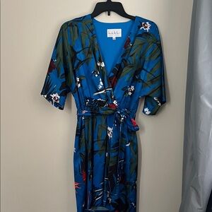 Stylish Blue Floral Midi Dress